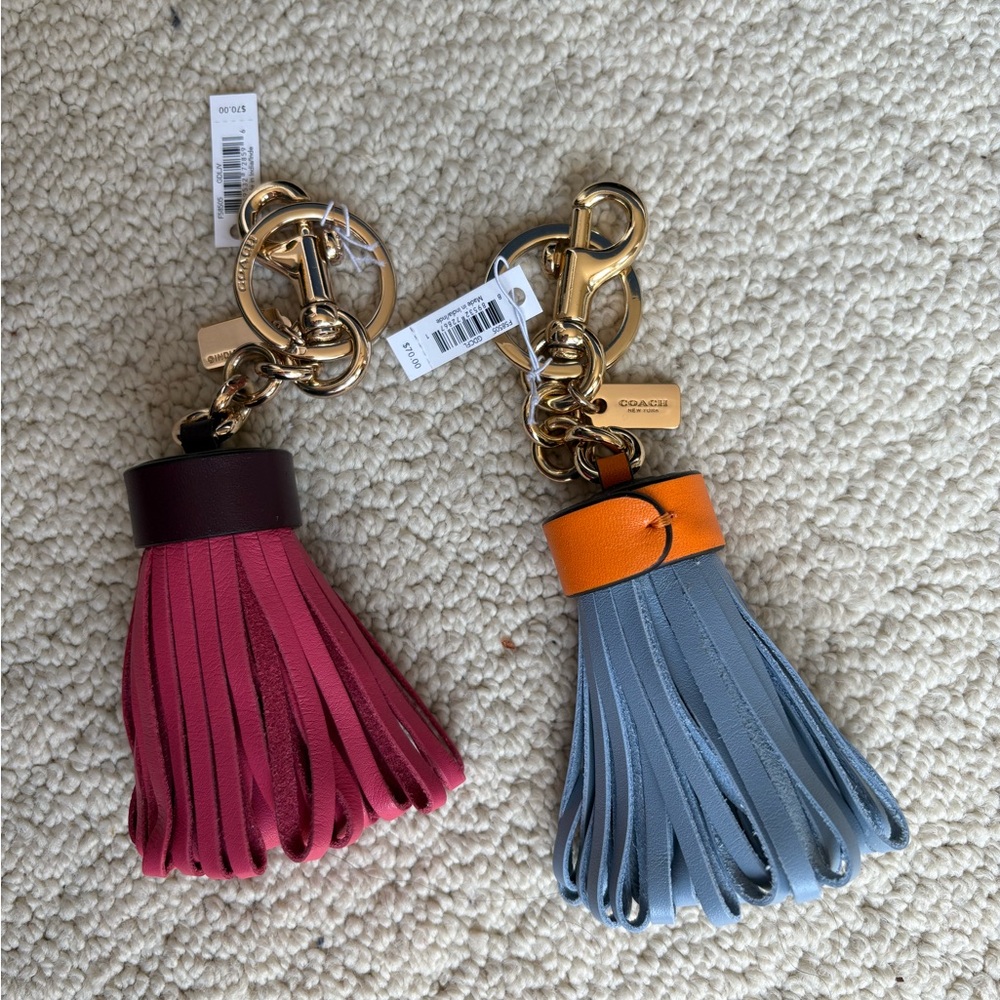 Coach Pink and Blue Leather Bag Charms